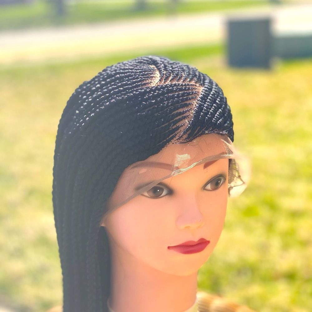 One sided all weave made on a 360 full lace Swiss wig